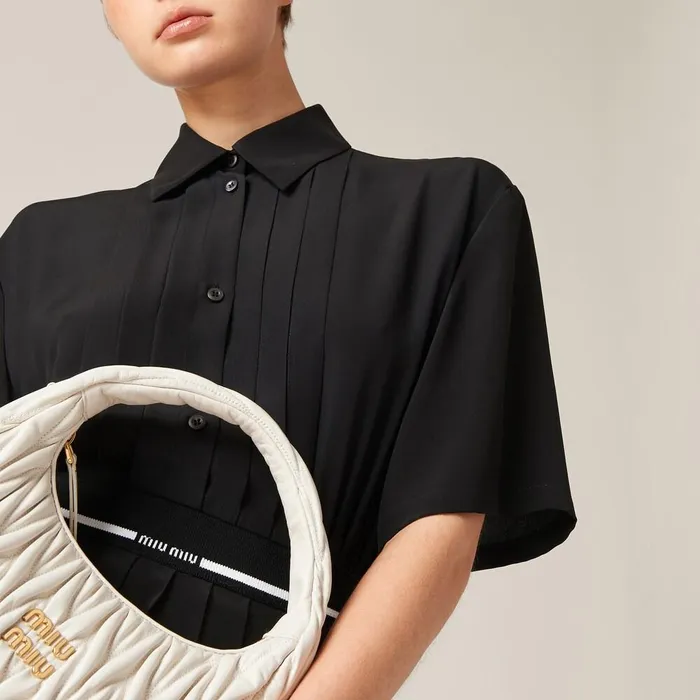 Women Dresses Miu Miu Crepe De Chine Minidress Black