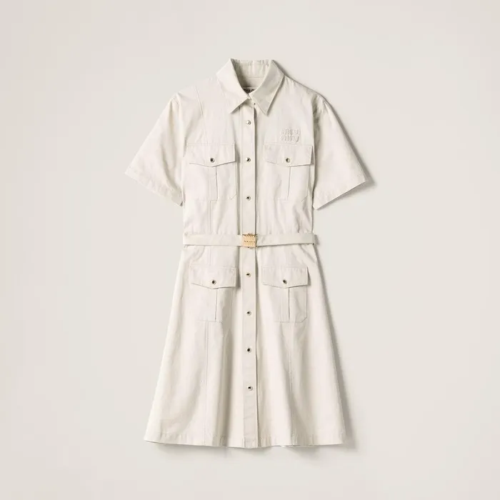 Women Dresses Miu Miu Gabardine Dress Limestone