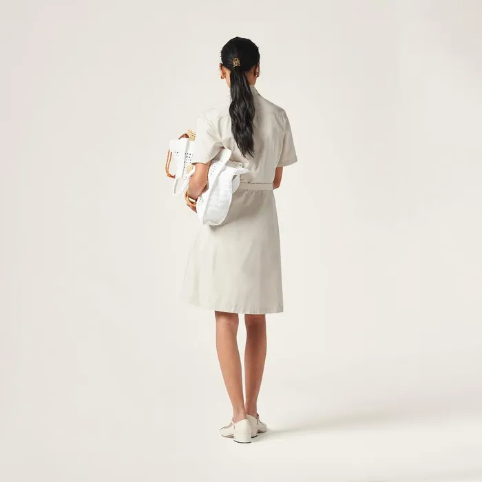 Women Dresses Miu Miu Gabardine Dress Limestone Women Dresses Miu Miu Gabardine Dress Limestone