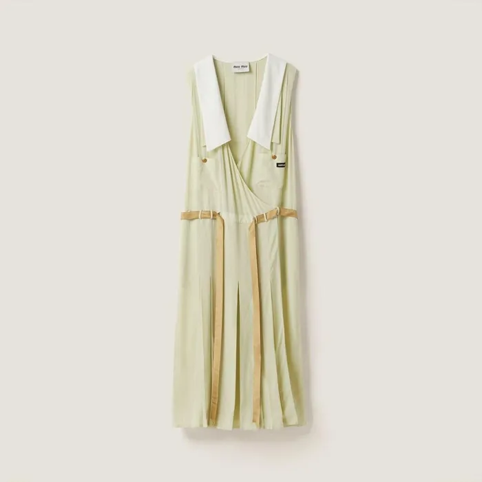 Women Dresses Miu Miu Garmentdyed Crepe De Chine Dress Agave