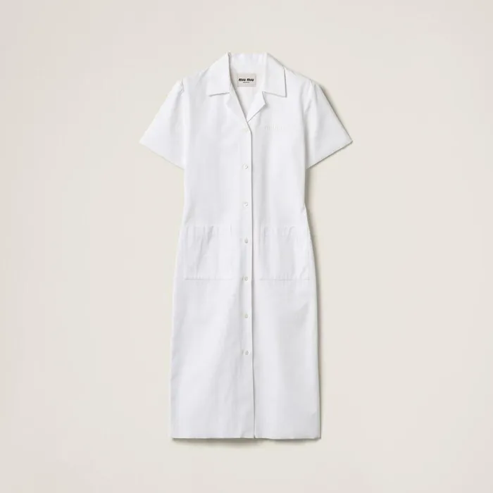 Women Dresses Miu Miu Poplin And Jersey Dress White