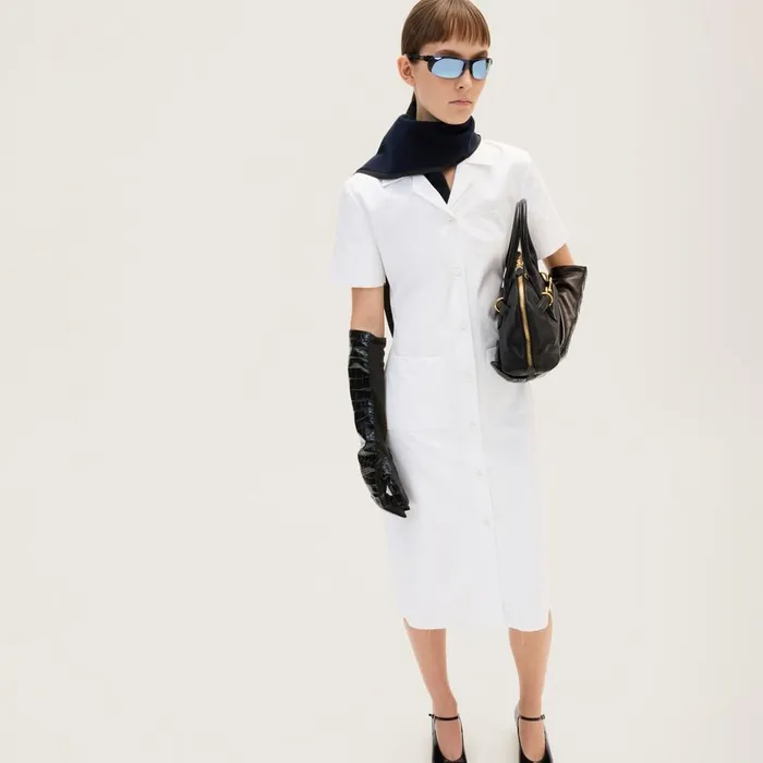 Women Dresses Miu Miu Poplin And Jersey Dress White Women Dresses Miu Miu Poplin And Jersey Dress White