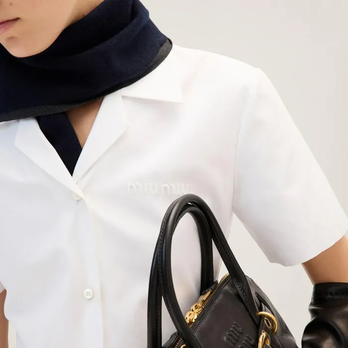 Women Dresses Miu Miu Poplin And Jersey Dress White Women Dresses Miu Miu Poplin And Jersey Dress White