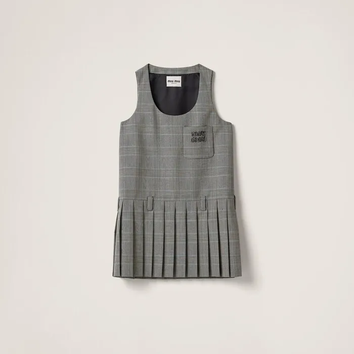 Women Dresses Miu Miu Prince Of Wales Checked Minidress Sapphire Blue