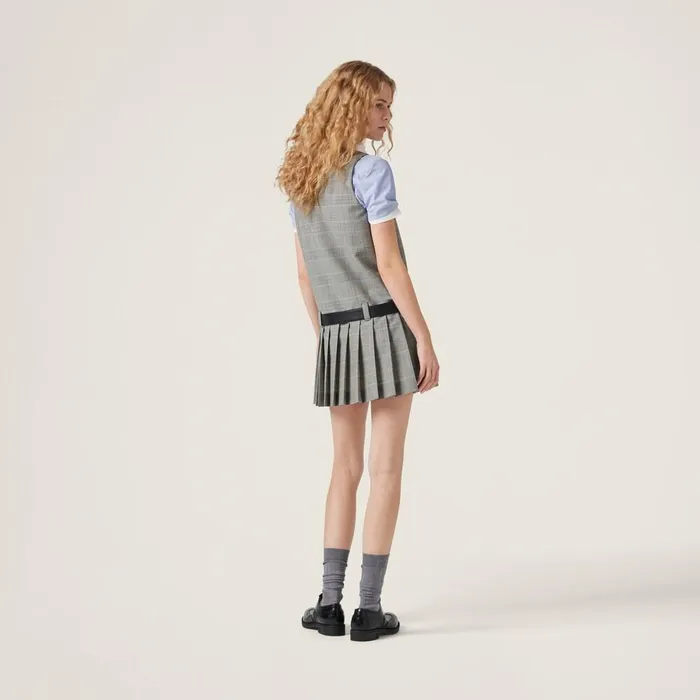 Women Dresses Miu Miu Prince Of Wales Checked Minidress Sapphire Blue Women Dresses Miu Miu Prince Of Wales Checked Minidress Sapphire Blue