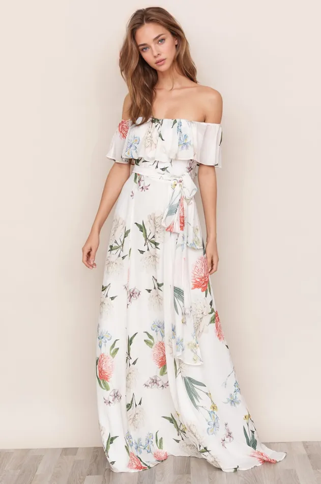 Women Dresses YUMI KIM Off Shoulder Floral Dress Carmen Maxi Dress Forever Yours Ivory poly Women Dresses YUMI KIM Off Shoulder Floral Dress Carmen Maxi Dress Forever Yours Ivory poly