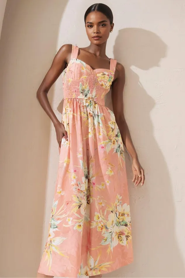 Women Dresses YUMI KIM Waverly Dress Floral Linen Dress Destiny Delight Rose