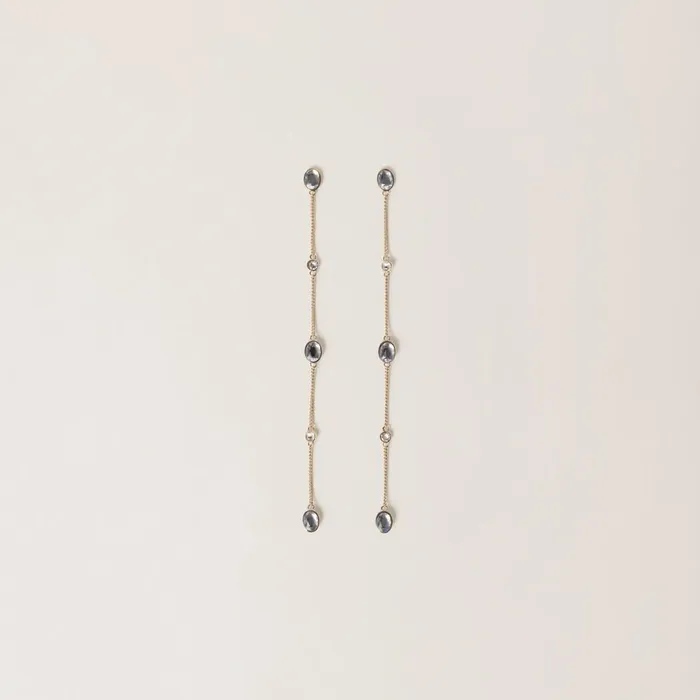 Women Earrings Miu Miu Metal Earrings With Crystals Goldcrystal