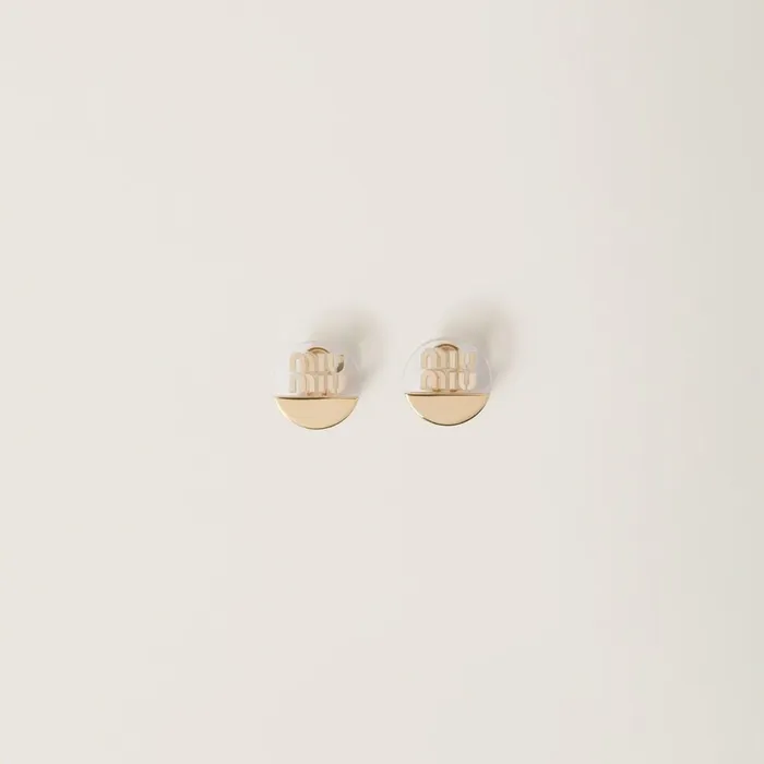 Women Earrings Miu Miu Plexiglas And Metal Earrings Goldtransparent