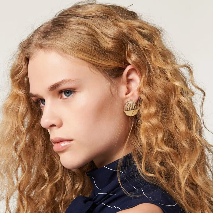 Women Earrings Miu Miu Plexiglas And Metal Earrings Goldtransparent Women Earrings Miu Miu Plexiglas And Metal Earrings Goldtransparent