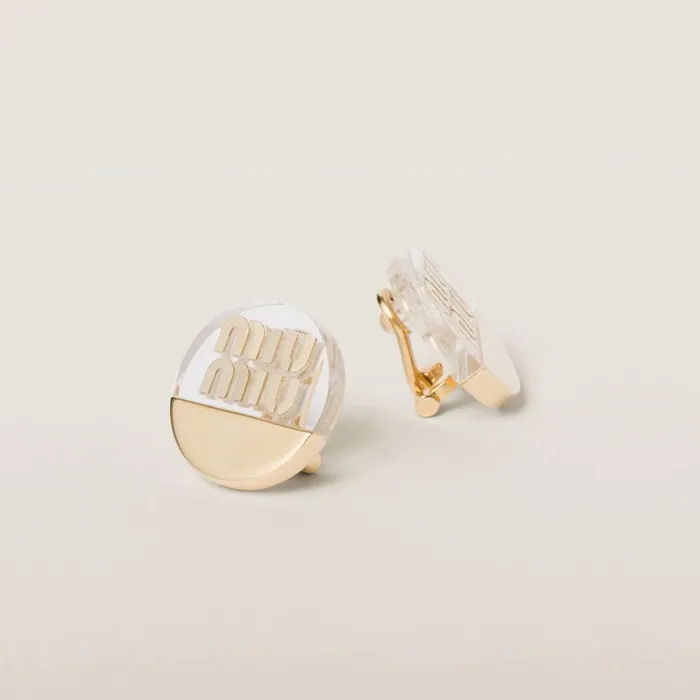 Women Earrings Miu Miu Plexiglas And Metal Earrings Goldtransparent Women Earrings Miu Miu Plexiglas And Metal Earrings Goldtransparent