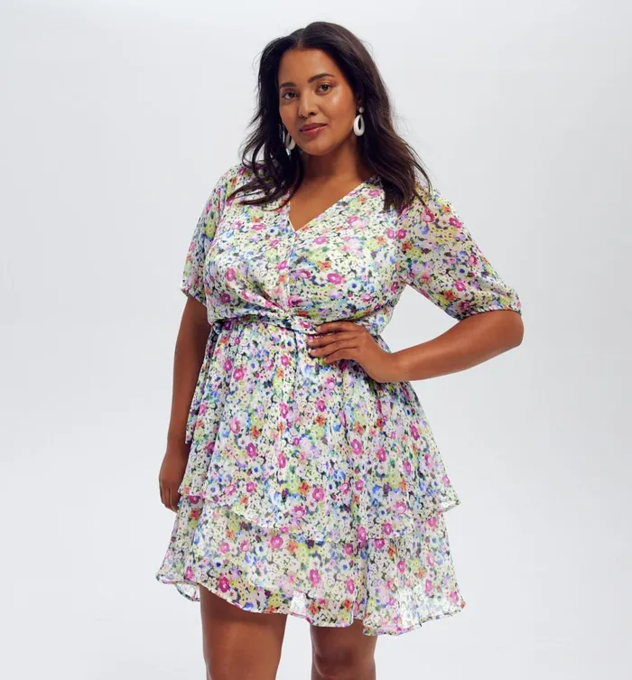 Women EcoProduced Short Dress 8211 Ecru Print Promod Dresses