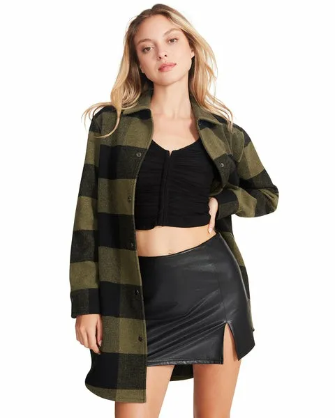 Women ELDRIDGE PLAID COAT SAGE Sage Steve Madden Jackets and Coats