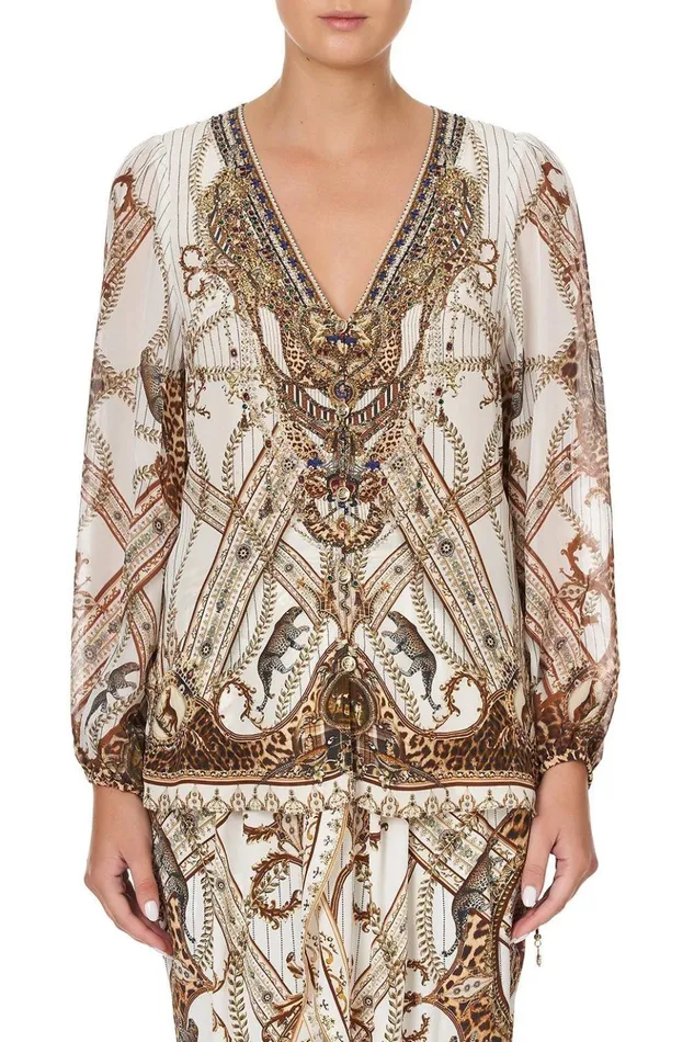 Women Extended Sizes Camilla Lace Up Side Blouse Mind Your Manor