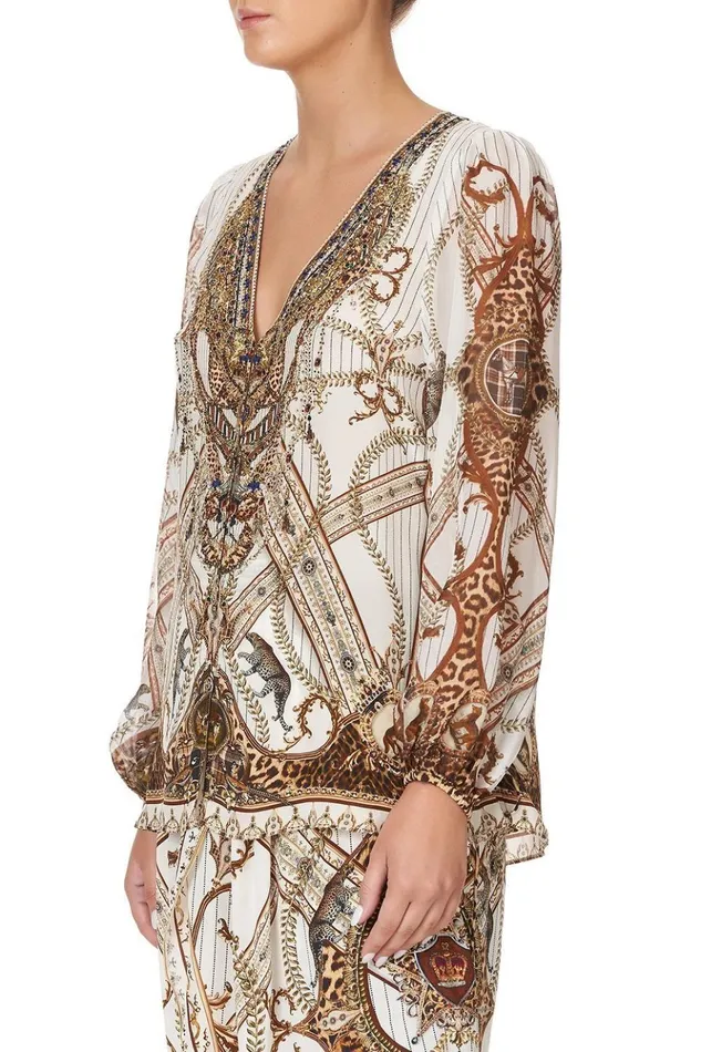 Women Extended Sizes Camilla Lace Up Side Blouse Mind Your Manor