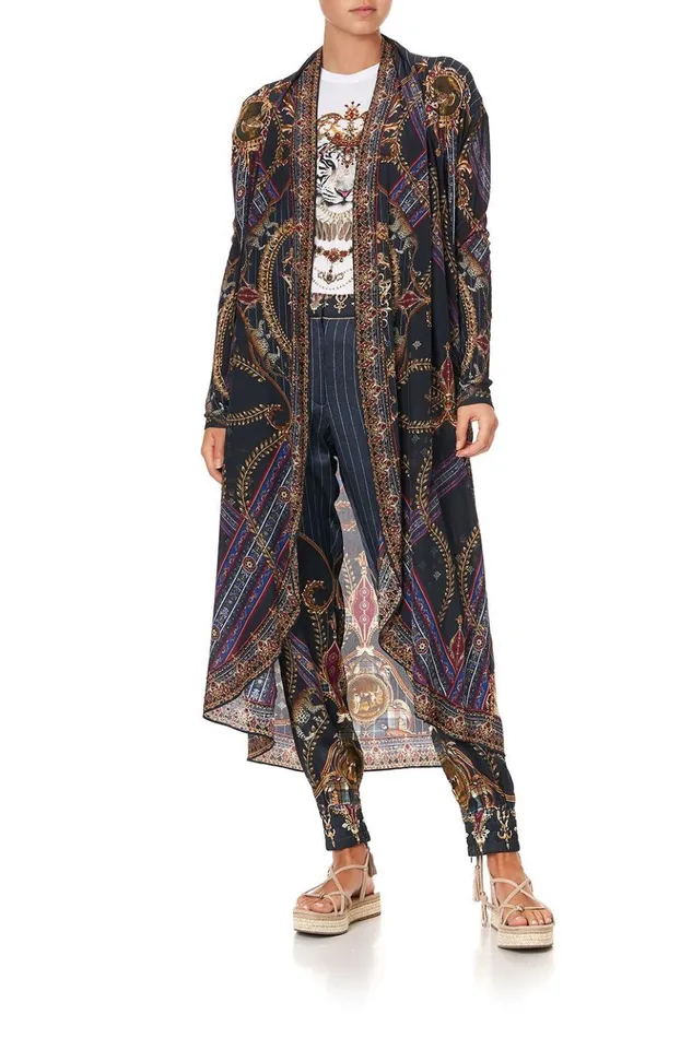 Women Extended Sizes Camilla Long Casual Jacket With Pockets Dining Hall Darling