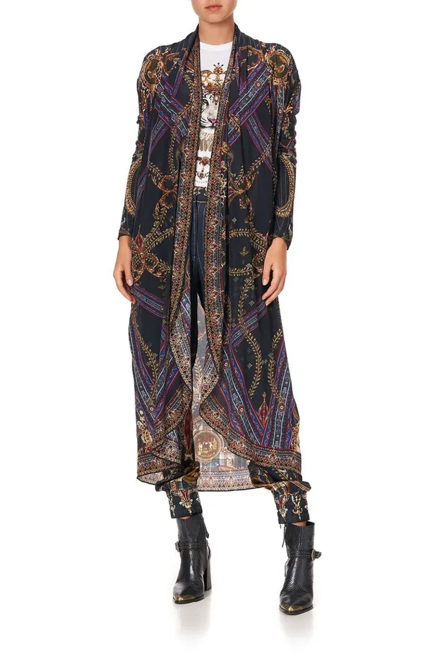 Women Extended Sizes Camilla Long Casual Jacket With Pockets Dining Hall Darling