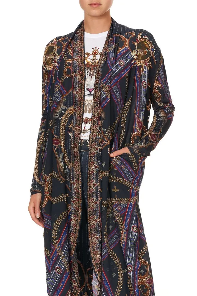 Women Extended Sizes Camilla Long Casual Jacket With Pockets Dining Hall Darling