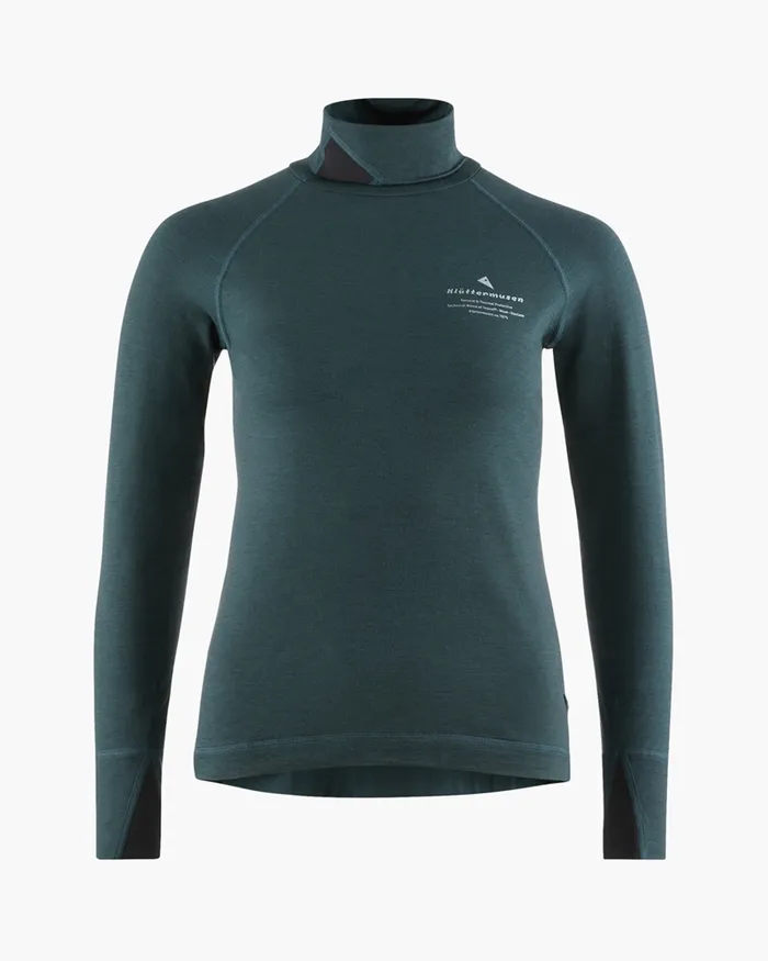 Women Fafne Activity Baselayer Turtleneck Dark Deep Sea Klttermusen Base Layers