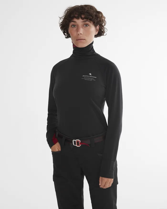 Women Fafne Activity Baselayer Turtleneck Dark Deep Sea Klttermusen Base Layers