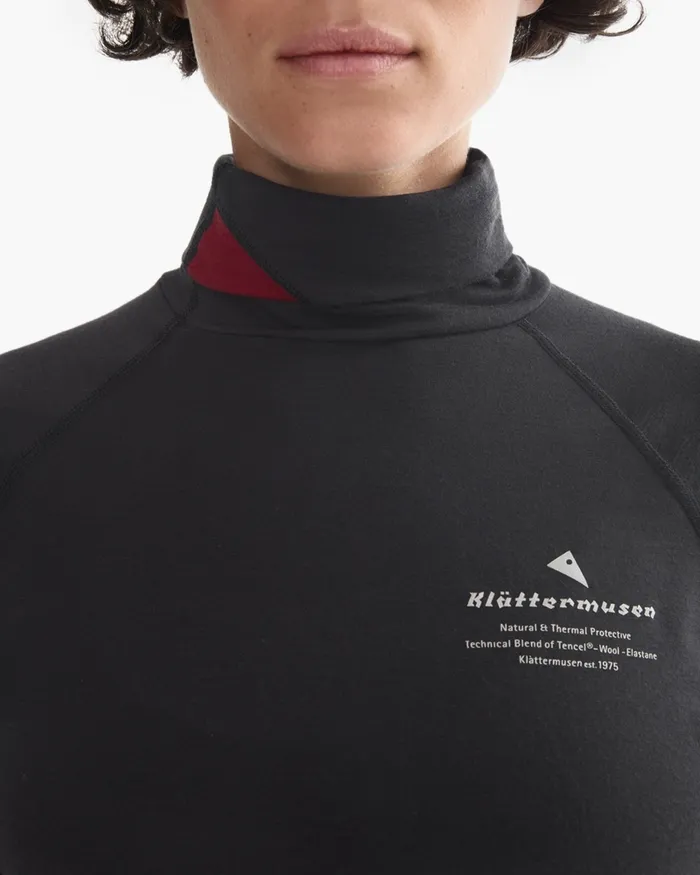 Women Fafne Activity Baselayer Turtleneck Dark Deep Sea Klttermusen Base Layers