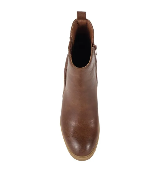 Women Feeney Block Heel Boot Cognac Baretraps Booties
