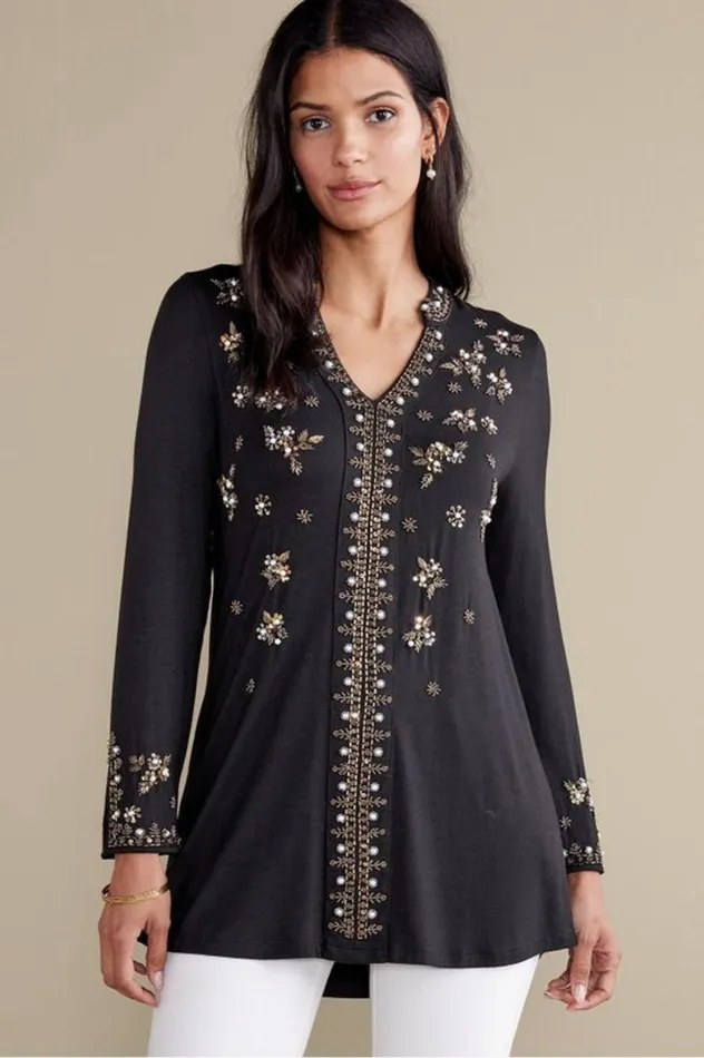 Women Festa Tunic Black Soft Surroundings Tops Women Festa Tunic Black Soft Surroundings Tops