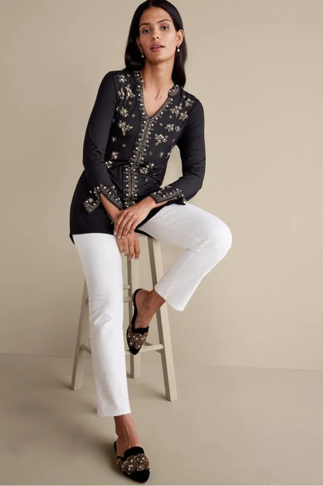 Women Festa Tunic Black Soft Surroundings Tops Women Festa Tunic Black Soft Surroundings Tops