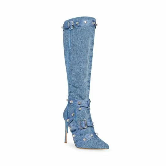 Women FINK DENIM FABRIC Denim Fabric Steve Madden Boots and Booties Women FINK DENIM FABRIC Denim Fabric Steve Madden Boots and Booties