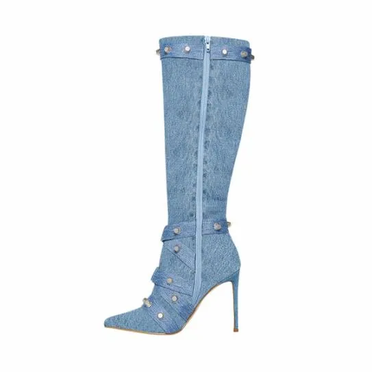 Women FINK DENIM FABRIC Denim Fabric Steve Madden Boots and Booties Women FINK DENIM FABRIC Denim Fabric Steve Madden Boots and Booties