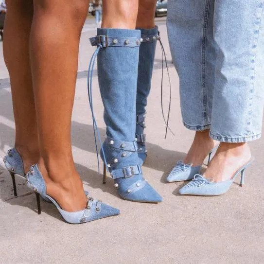 Women FINK DENIM FABRIC Denim Fabric Steve Madden Boots and Booties Women FINK DENIM FABRIC Denim Fabric Steve Madden Boots and Booties