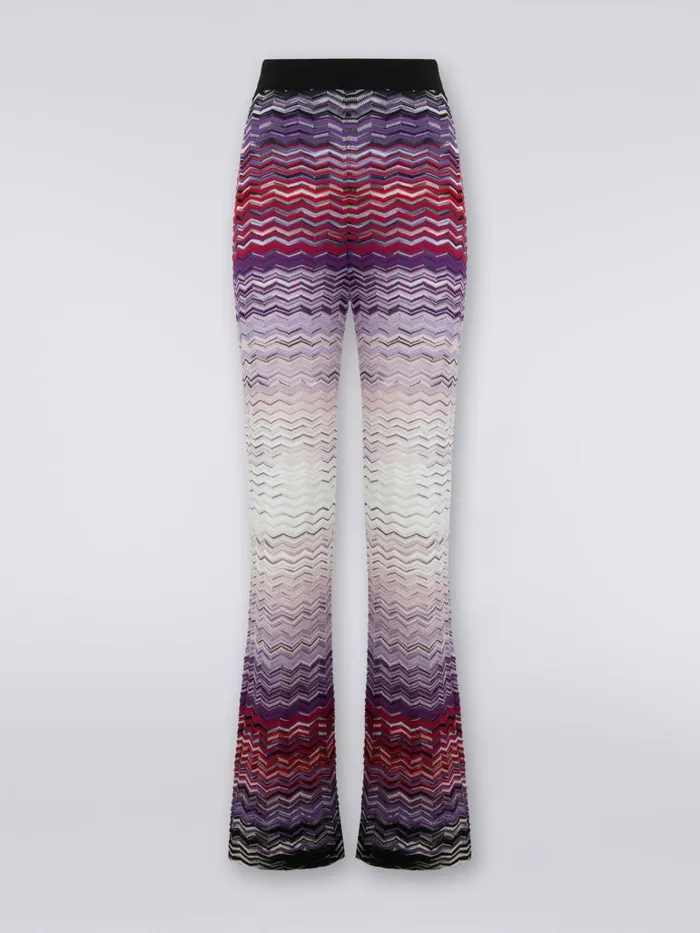 Women Flared Cotton And Viscose Chevron Trousers Multicoloured Missoni Trousers