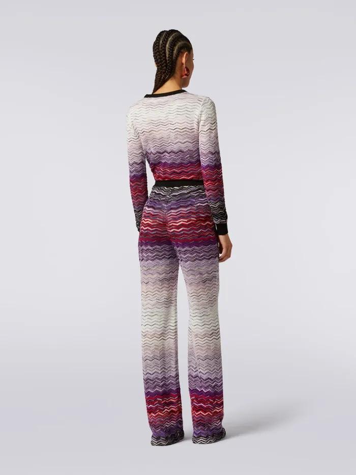 Women Flared Cotton And Viscose Chevron Trousers Multicoloured Missoni Trousers