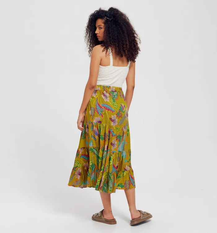 Women Flared Frilly Skirt 8211 Anise Green Prints Promod Skirts Women Flared Frilly Skirt 8211 Anise Green Prints Promod Skirts