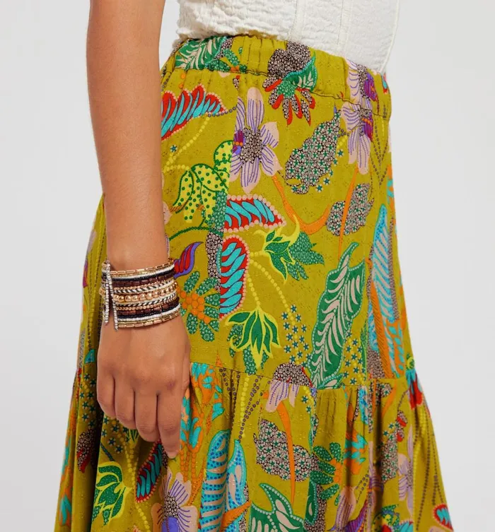 Women Flared Frilly Skirt 8211 Anise Green Prints Promod Skirts Women Flared Frilly Skirt 8211 Anise Green Prints Promod Skirts