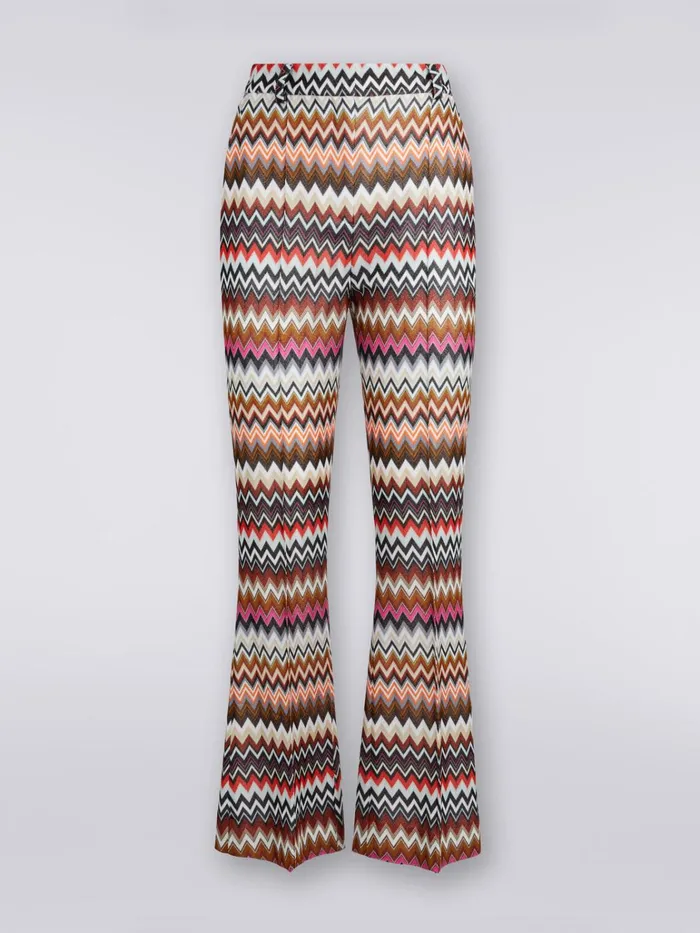 Women Flared Zigzag Viscose Trousers Multicoloured Missoni Trousers