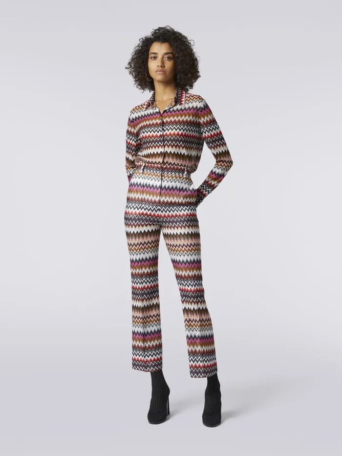 Women Flared Zigzag Viscose Trousers Multicoloured Missoni Trousers Women Flared Zigzag Viscose Trousers Multicoloured Missoni Trousers