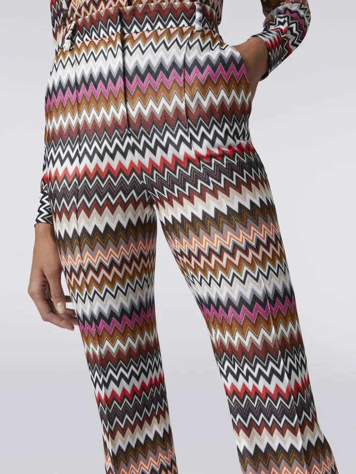 Women Flared Zigzag Viscose Trousers Multicoloured Missoni Trousers Women Flared Zigzag Viscose Trousers Multicoloured Missoni Trousers