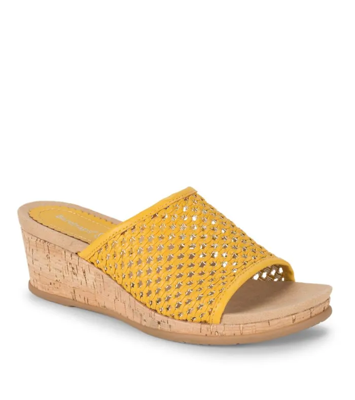 Women Flossey Wedge Slide Sandal Mellow Yellow Baretraps Slides and Slip On Sandals