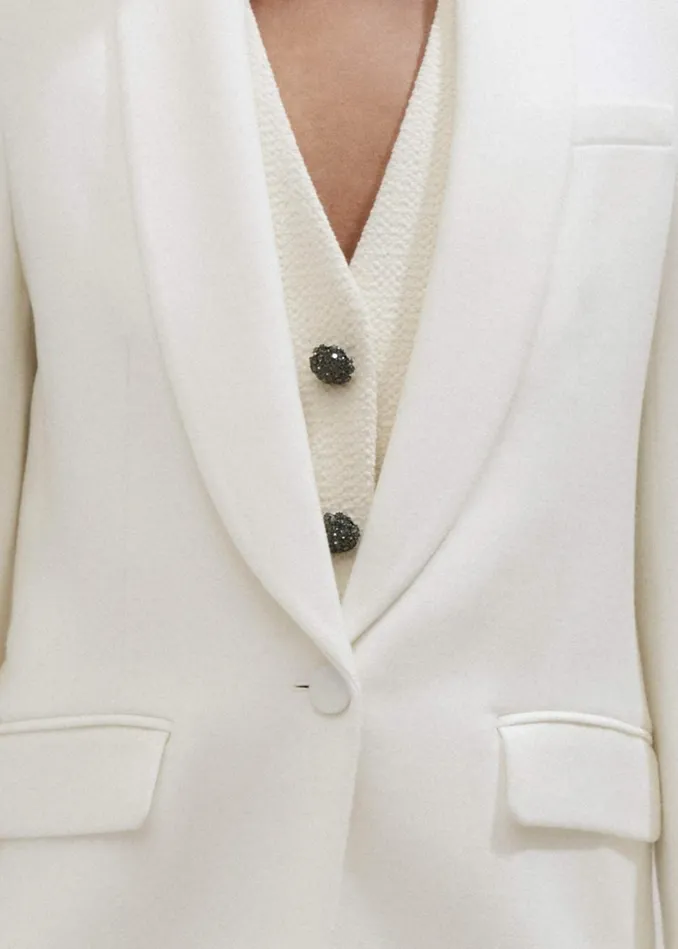 Women Forever Shawl Collar Tux Blazer Ivory MEEM