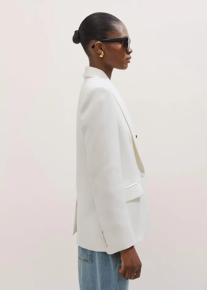 Women Forever Shawl Collar Tux Blazer Ivory MEEM