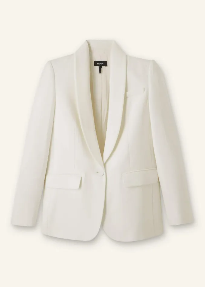 Women Forever Shawl Collar Tux Blazer Ivory MEEM