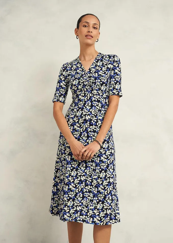 Women Frankie Jersey Dress Navy Multi Hobbs Dresses and Jumpsuits