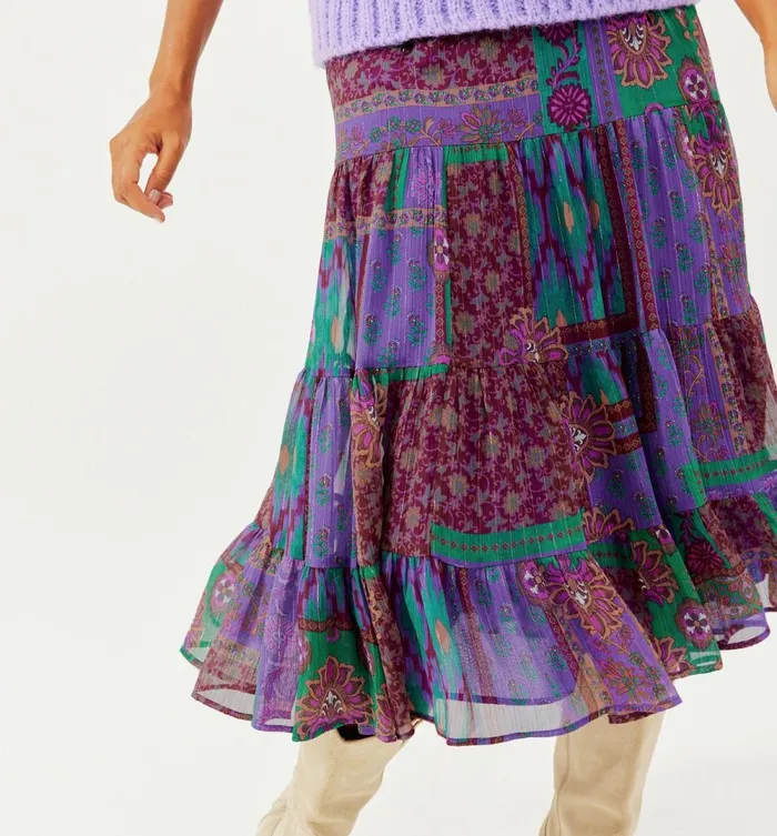 Women Frilly MidLength Skirt 8211 Multicolour Print Promod Skirts Women Frilly MidLength Skirt 8211 Multicolour Print Promod Skirts