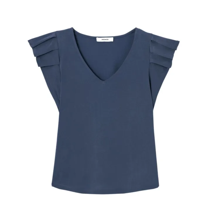 Women Frilly Sleeved Top 8211 Navy Blue Promod Tops Women Frilly Sleeved Top 8211 Navy Blue Promod Tops