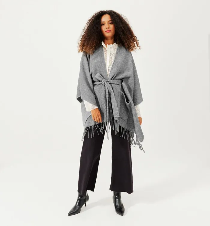 Women Fringed Poncho 8211 Light Grey Promod Scarves Women Fringed Poncho 8211 Light Grey Promod Scarves