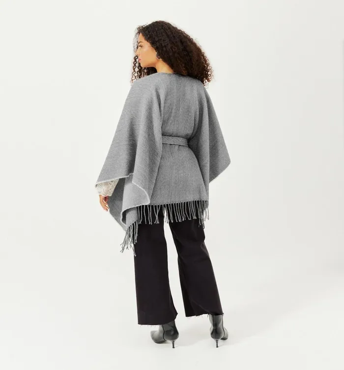 Women Fringed Poncho 8211 Light Grey Promod Scarves Women Fringed Poncho 8211 Light Grey Promod Scarves