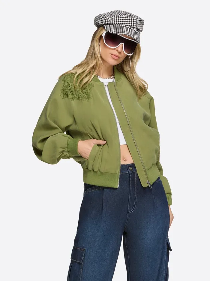 Women Fynn Bomber Jacket In Mayfly Jessica Simpson Jackets Blazers and Kimonos