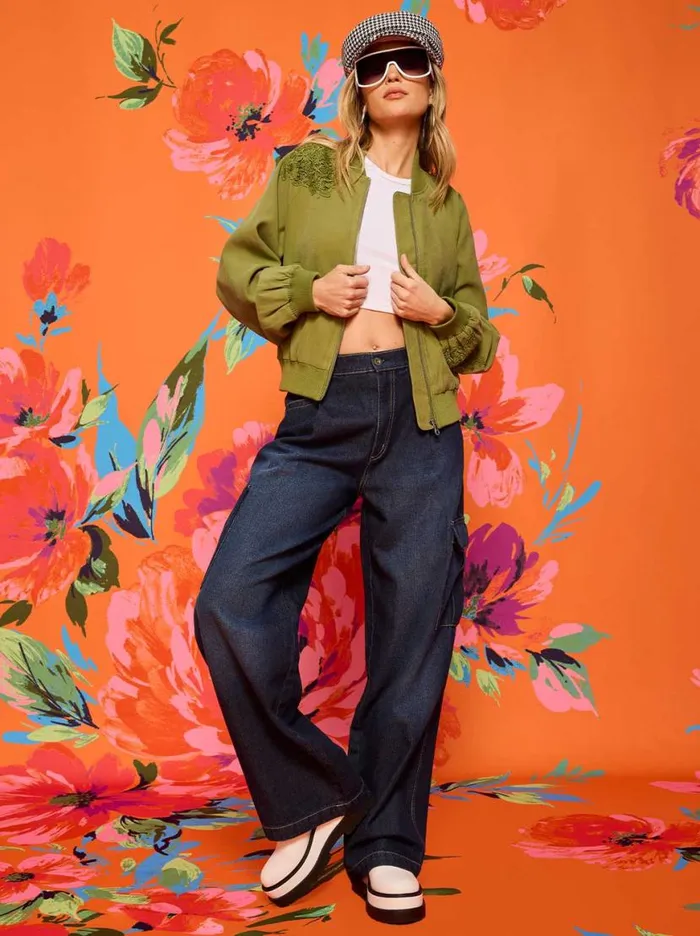 Women Fynn Bomber Jacket In Mayfly Jessica Simpson Jackets Blazers and Kimonos