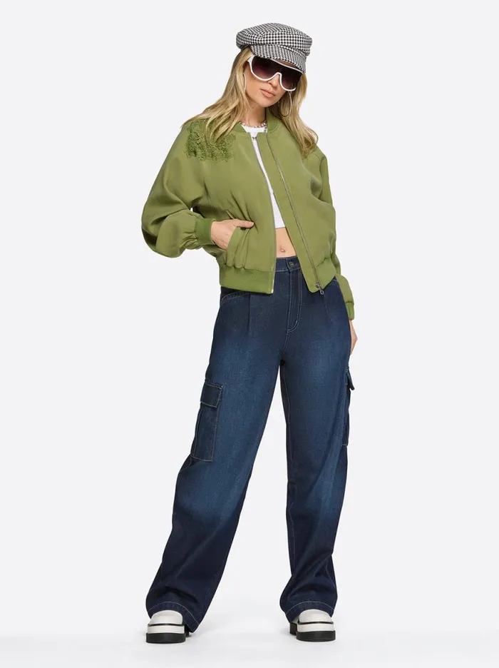Women Fynn Bomber Jacket In Mayfly Jessica Simpson Jackets Blazers and Kimonos